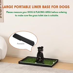Dog Grass Pad with Foldable Dog Litter Box, Large Liner Base (33”×23”) for Balcony, 2 Artficial Grass Pee Pads for Dogs, Dog Pee Pad Holder, Potty Training