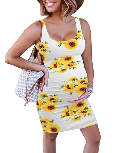 Image of KIM S Women's Maternity Sleeveless Dresses S-XXL, Summer Bodycon Dress for Daily or Baby Shower