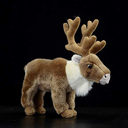 meilishop Plush Toy Real Life Reindeer Stuffed Animal Toys Brown Peary  Caribou Plush Toys Lifelike Wild Animals Deer Plush Dolls