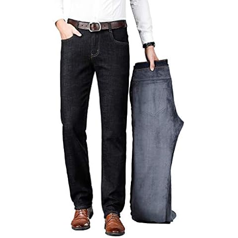 ziilay Men's winter jeans, trousers, winter trousers, thermal jeans, warm lined with fleece, winter jeans, 8039h Schwarz, 42 W/30 L Cover