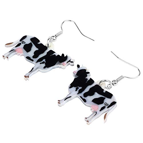 Newei Acrylic Anime Dairy Cattle Cow Earrings Drop Dangle Farm Animal Jewelry For Women Girl Gift Charm #TOP2