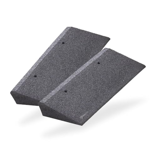 bepco Lot de 2 rampes de Trottoir (L x l x H) : 50 x 25 x 8 cm, en Caoutchouc (Noir), avec rondelles intégrées à la Rampe pour la Fixation