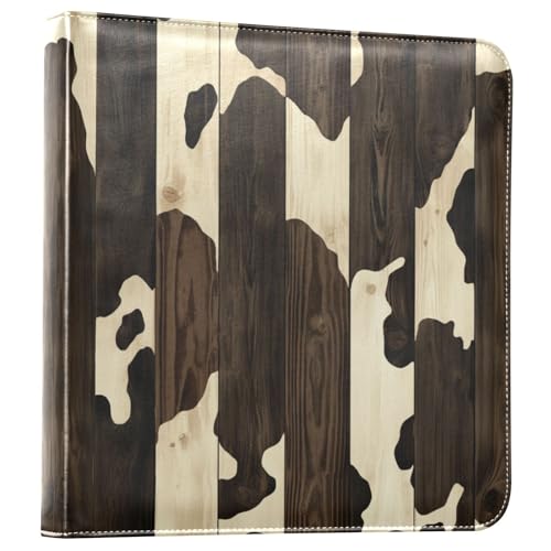 Kigai Cow Print Photo Album Self Adhesive Scrapbook Album Leather Cover DIY Picture Scrap Book with 20 Adhesive Sheets, 11.8x24x0.8 inch