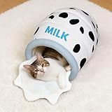 TOYSBOOM Milk Bottle Cat Cave Bed - Covered Cat Beds for Indoor Cats with Removable & Washable Cushion, Enclosed Kitten Puppy Hut, Cute Kitty Hideaway for Small Cats Dogs and Pet Breeds