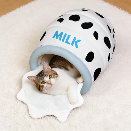TOYSBOOM Milk Bottle Cat Cave Bed - Covered Cat Beds