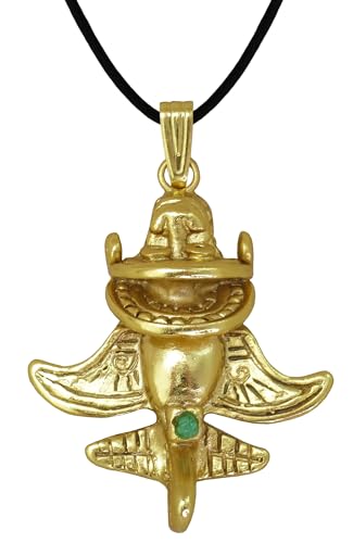 Image of Across The Puddle Colombian Emerald & Multi-Material Options | Quimbaya Flyer Pendant Necklace | Ancient Alien Golden Jets Collection