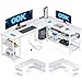 ODK Gaming Tisch, 168×120cm Reversibel Gaming Schreibtisch mit 2 Steckdosen und 2 USB Ladeanschluss, Eckschreibtisch mit Maximale Organisation & Stauraum, Weiß