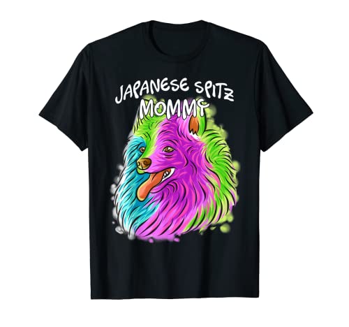 Portrait d'art coloré japonais Spitz Dog Fête des mères T-Shirt