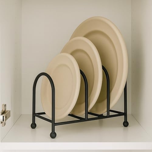Image of Craft Expertise Black Iron 3-Slot Dish Drying Rack - Countertop Plate & Pan Lid Holder, Space-Saving Kitchen Organizer for Plates, Lids & Cutlery (8 x 5 x 6 Inches)