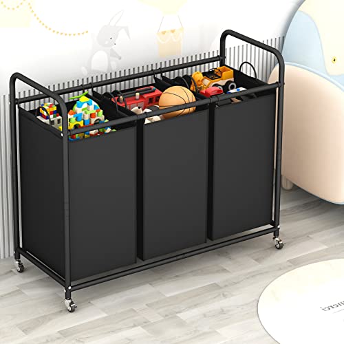 Linzinar AZ9000 3-Bag Laundry Basket Hamper Laundry Sorter Cart Laundry Room Organization thumb #2