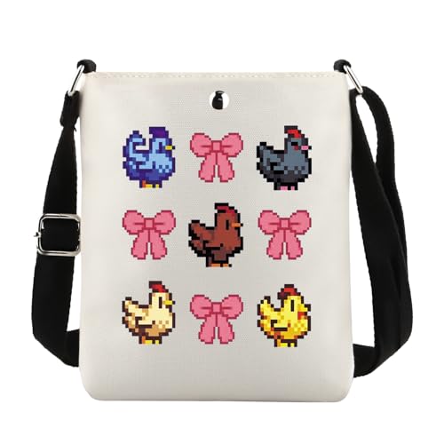 TIIMG Star-dew Game Inspired Gift Valley Video Farming Game Player Gift Pixel Chicken Crossbody Bag - Main Image