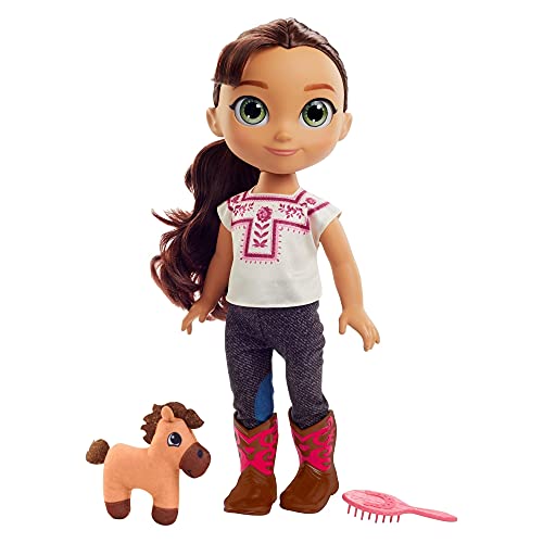 Dreamworks Spirit GXF93 - "Spirit - frei und ungezähmt" Lucky Kleinkind-Puppe (ca. 35cm), Jeans-Outfit mit Stiefeln, Spirit-Plüschfigur, Bürste, tolles Geschenk für Kinder ab 3 Jahren – Bild 5