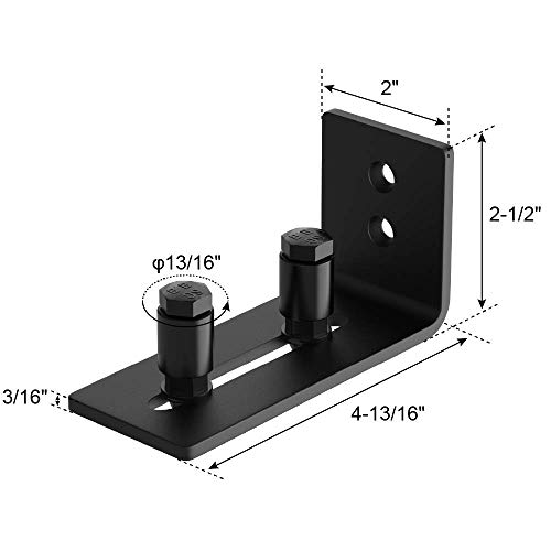 Winsoon Sliding Barn Door Floor Guide Wall Mount Adjustable Double Roller Hardware For Bottom Black With Screws(1 Set) #TOP6