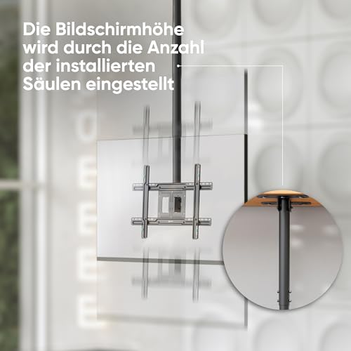 ONKRON TV Deckenhalterung für 32-80 Zoll Fernseher bis 68 kg, TV Halterung Decke extra lang, höhenverstellbar, max VESA 600x400, Deckenhalterung für Fernseher schwenkbar neigbar Schwarz N2L-B – Bild 8