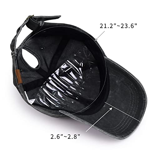 Womens Washed Distressed Ponytail Baseball Hats Adjustable Cotton Vintage Sun High Bun Ponycaps Caps For Women… #TOP6