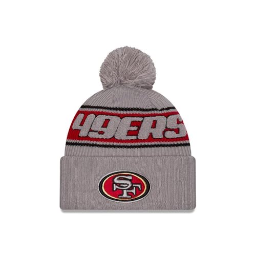 New Era San Francisco 49ers NFL 2024 Sideline Sport Knit Grau Bommelmütze - One-Size