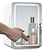 DORALO Mini Frigorifero Make Up Frigo, Mini Frigoriferi con Pannello in Vetro E Illuminazione A LED, Mini Frigo Bar con Funzione Caldo Freddo per La Cura della Pelle, Deposito per Il Trucco, 8 Litri