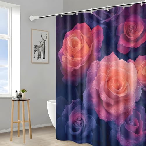 Rideau de douche bleu orange violet en polyester lavable 200x200cm