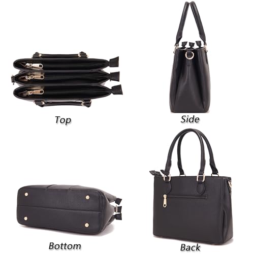 Image of Qiyuer Purses and Wallet Set for Women Satchel Handbag Tote Bag | 3 Zippered Compartments,Pebble PU leather,Multi-slot design,Everyday commuting