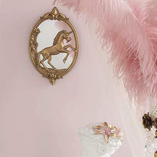 Lemonadeus Vintage Gold Decorative Wall Mirror Unicorn Shape Antique Mirror Gold French Baroque Mirror 13" #TOP4