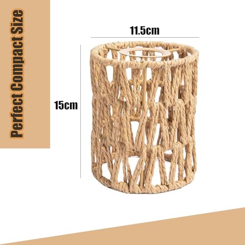 Rattan Lampshade, Small Lamp Shades Handwoven Natural Boho Style Replacement Shade for Floor Lamps, Table Lamps, Ceiling Lights, Living Room, Bedroom Decor - Image 3