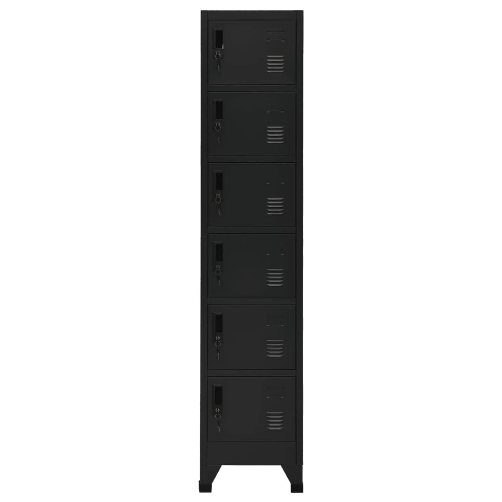 Festnight Spind Schließfachschrank 6 Fächer Metallschrank Spind Umkleideschrank Schrank Fächerschrank Metall Büroschrank Abschließbarer Umkleideschrank Stahlschrank Schwarz