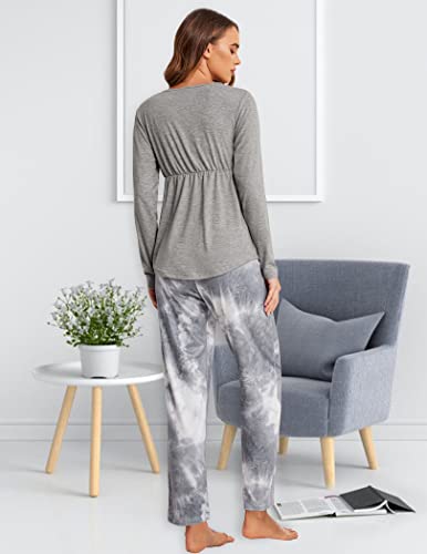 Ekouaer Tie Dye Pajama Set For Breastfeeding Adjustable Waistband Maternity Pajama Set Plus Size Pregnancy Pj Set Tye Die Grey Xxl #TOP4