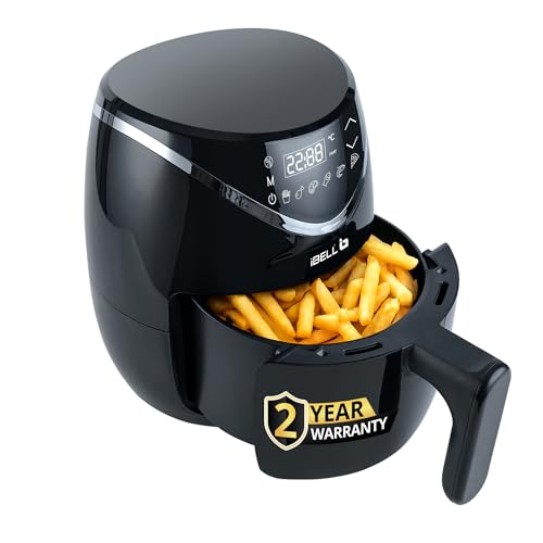 iBELL 3.2L Air Fryer For Home |800W, Feather Touch Control, 6 Preset Cooking Modes, Adjustable Temperature, One Basket with Steam Rack, Oil-Free Healthy Cooking (Black) view 1