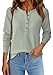 PRETTYGARDEN Women Long Sleeve Waffle Knit Shirts 2026 Fall Casual Button V Neck Loose Henley Tops Basic Tees Winter Clothes (Sage Green,X-Large)