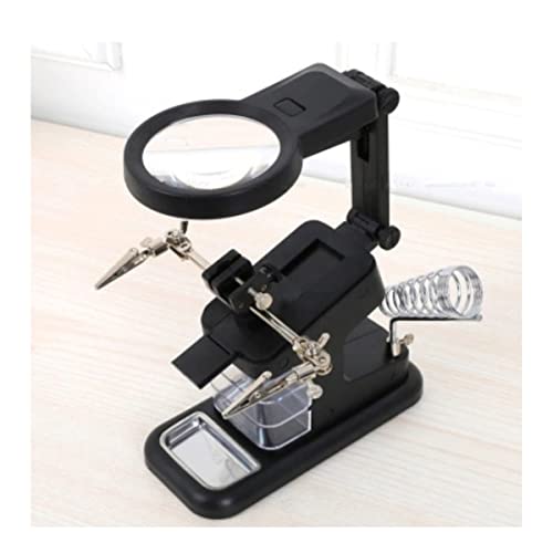 顕微鏡アクセサリーキット はんだ付け拡大鏡 3X 4.5X 25X USB イルミネーション 10 LED 拡大鏡補助クリップ 溶接鉄 電話修理 顕微鏡スライド(Black)