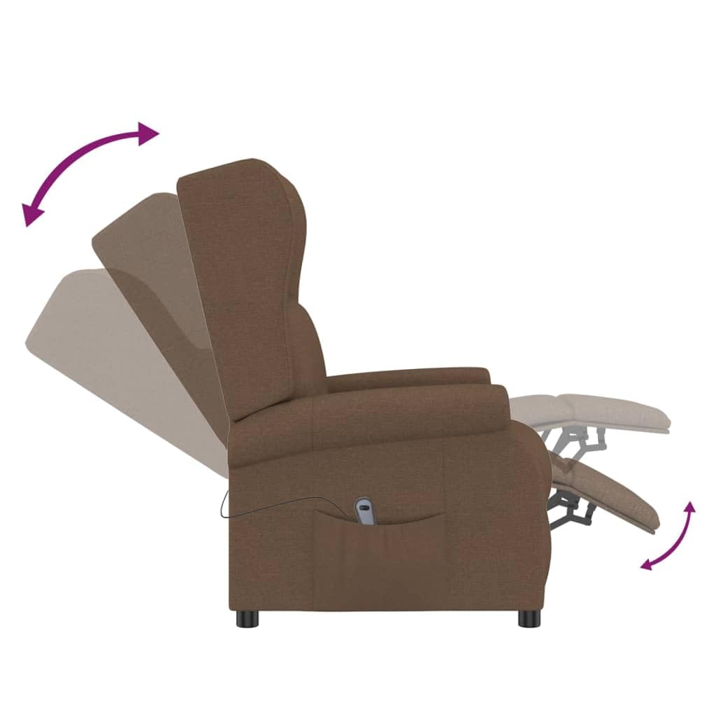 Sillón Orejero Reclinable Eléctrico Tela Marrón | 3 Posiciones Reclinables, Control Manual 2 Botones, Estructura Madera y Metal, Asiento Acolchado