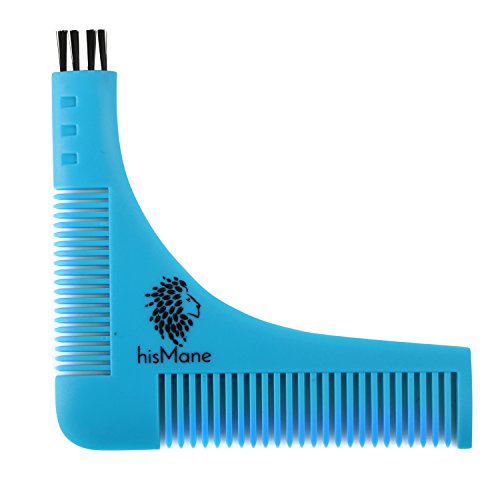 Image of Beard and Mustache Shaping and Styling Template Tool & Comb with Scissors. Beard Shaper for the Designer Beard