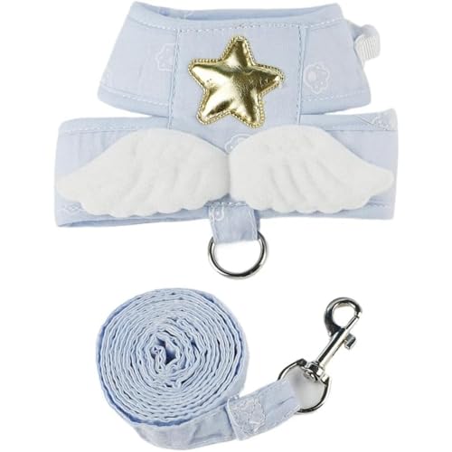 Momglaペット ハーネス リード 天使の羽 犬 猫 小型犬 フェレット キャットハーネス かわいい おしゃれ 軽量 牽引ロープ ペット用品 中小型犬 猫 散歩 お出かけ用 ワンちゃん 簡単脱着式 (?色,XL)