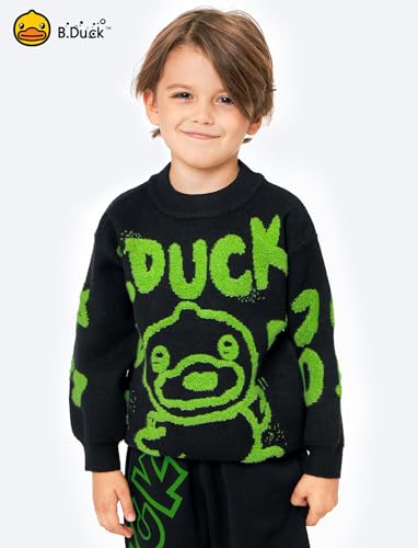 B.Duck Kids Sweater Cute Cartoon Duck Crewneck Long Sleeve Knitted Pullover Tops for Unisex Boys Girls Size 3-12 Years3