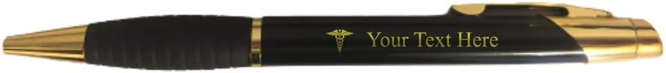 Personalized Medical Field Engraved Coated Brass Pen with Case for Doctor Nurse Caduceus Symbol with Custom Text