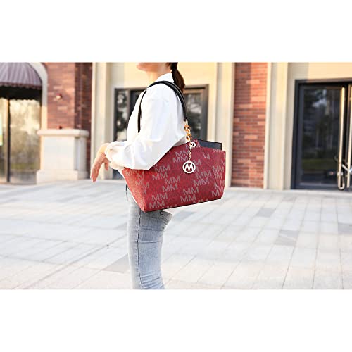 Mkf Collection Tote Bag For Women – Pu Leather-Top-Handle Satchel Shoulder Handbag Brown #TOP2
