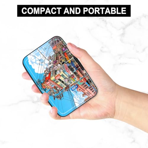 Image of Credit Card Holder, Mini Aluminum Card Wallet RFID Blocking Slim Metal Hard Card Case for Women Men, Streetscape