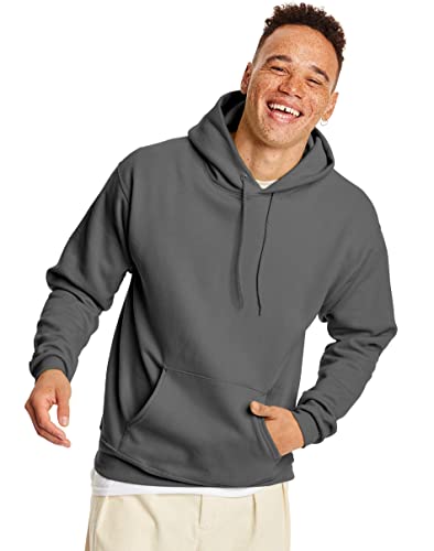 Hanes Men's Pullover EcoSmart Hooded Sweatshirt, Smoke Grey, X-Large
