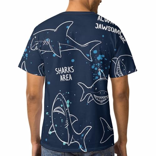 Tee Shirt Manches Courtes Requin Homme Anti-Transpiration en Coton Doux léger