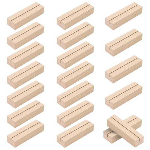 WISYOK Kartenhalter Holz 20 Stück Tischkartenhalter Kartenständer Holz Postkartenhalter Holzständer Menükartenhalter Fotohalter für Hochzeiten Partys und Bankette (10 x 3 x 2cm)