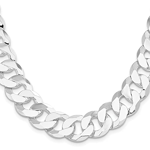 925 Sterling Silver 16mm Flat Curb Chain Necklace 20