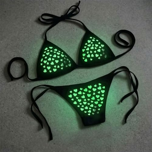 Image of Glow in The Night Sexy Lingerie for Women, Bikini Set Night Glow Luminous Nightwear, Romantic Honeymoon Lingerie for Wife Girlfriend Anniversary Gift