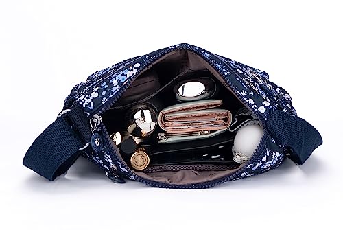 Image of Nawoshow Nylon Floral Multi-Pocket Crossbody Purse Bags for Women Travel Shoulder Bag