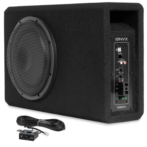 NVX QB10SPA 10" 1200W (350W RMS) Shallow Slot Ported Powered Subwoofer Enclosure – Built-in Amplifier, Metal Grille, Remote Bass Knob, Easy to Install in Cars & Trucks by NVX - Used condition - US$170.99