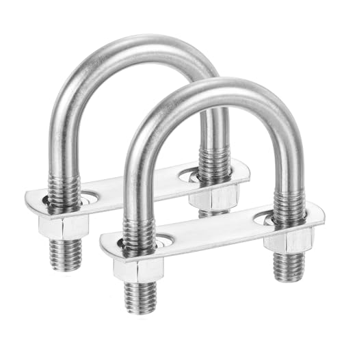 Image of PATIKIL Round U-Bolts, 2 Pcs 1.65 inch(42mm) Inner Width 78mm Length M12 with Nut Plate Washer 304 Stainless Steel Round Bend U-Bolts for Boat Trailer Axle Sailboat