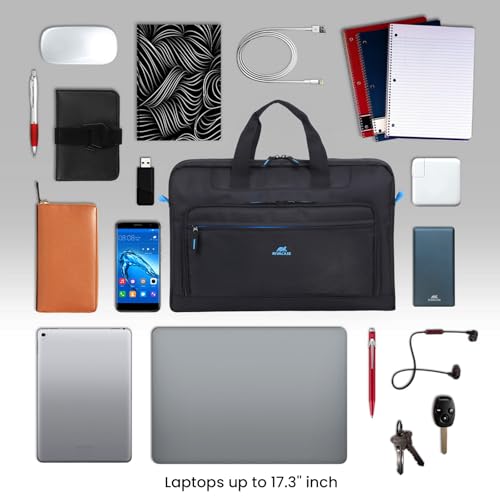 Image of RivaCase Regent 8059 Black Laptop Bag 17.3 Inches Smart Design Durability for both Versatility and Style Briefcase for Macbook, Gaming Laptop with Smart Organizer, Professional Bag for Business Travel