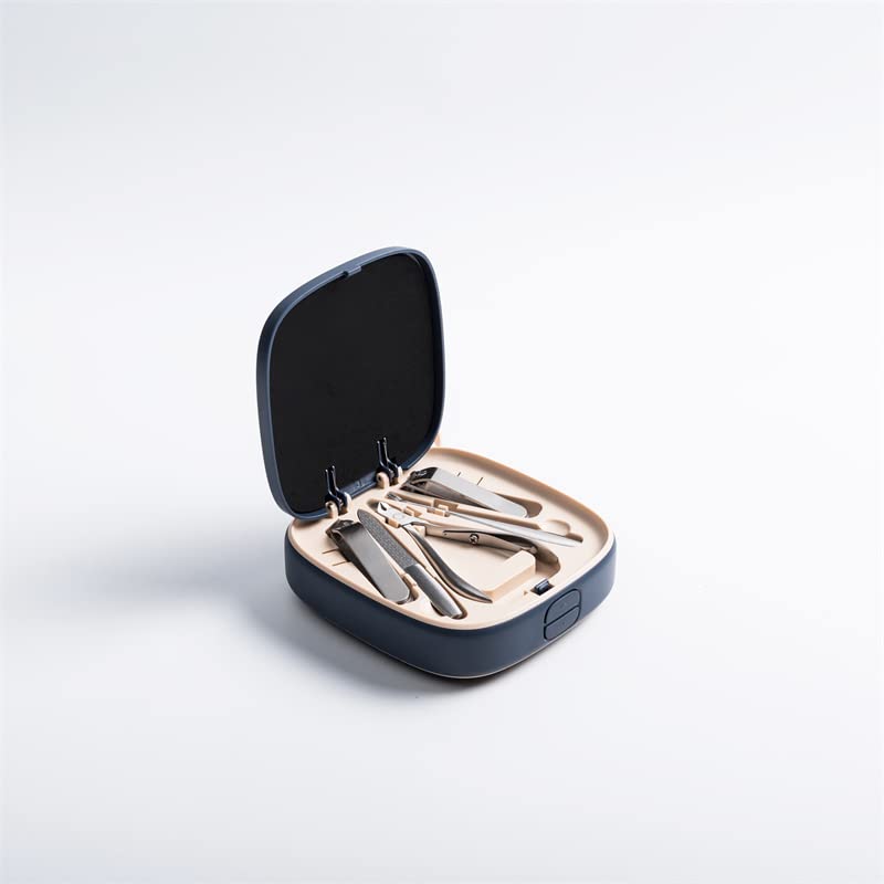 Lot de 9 pinces à ongles - Kit de manucure - Outils de soins en acier inoxydable - Cutters à ongles, ciseau, file, nippers avec étui de transport Blanc