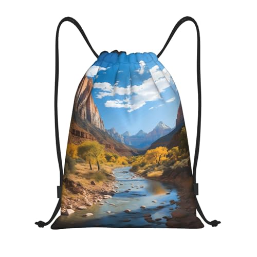 Drawstring Backpack Sports Gym Bags Draw String Bag for Women Men Zion national park Drawstring Bags Sackpack