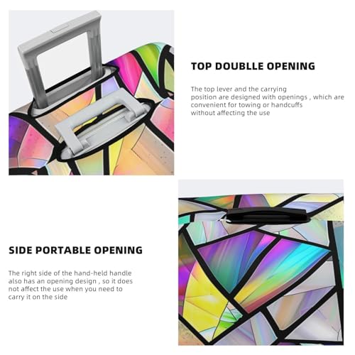 Geometric Iridescent Triangles Pattern Luggage Cover Elastic Travel Suitcase Covers, Anti Scratch Dust Proof Baggage Covers, Fits 22-24 inch Suitcases4