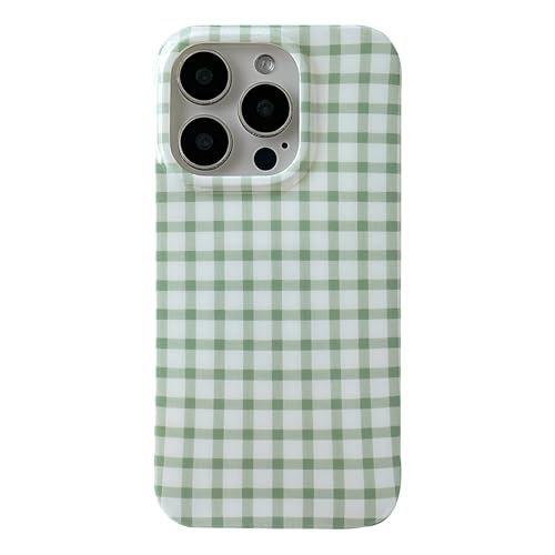 ZTOFERA for iPhone 16 Pro Max Case with Trendy Grids Plaid Checkerboard Pattern Fashion Simple Checkered Print for Women Men Soft TPU Slim Glossy Shockproof Case Cover(Green)